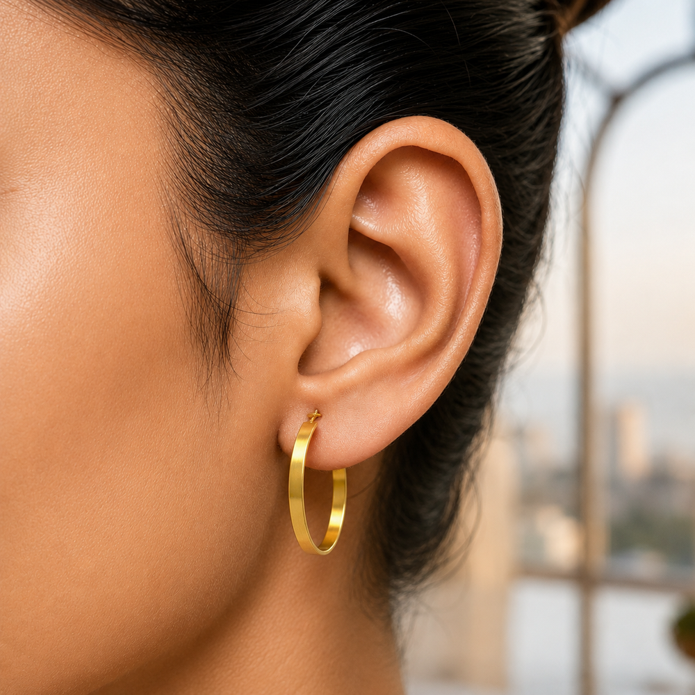 The Classic Gold Band Hoop Earrings - Large