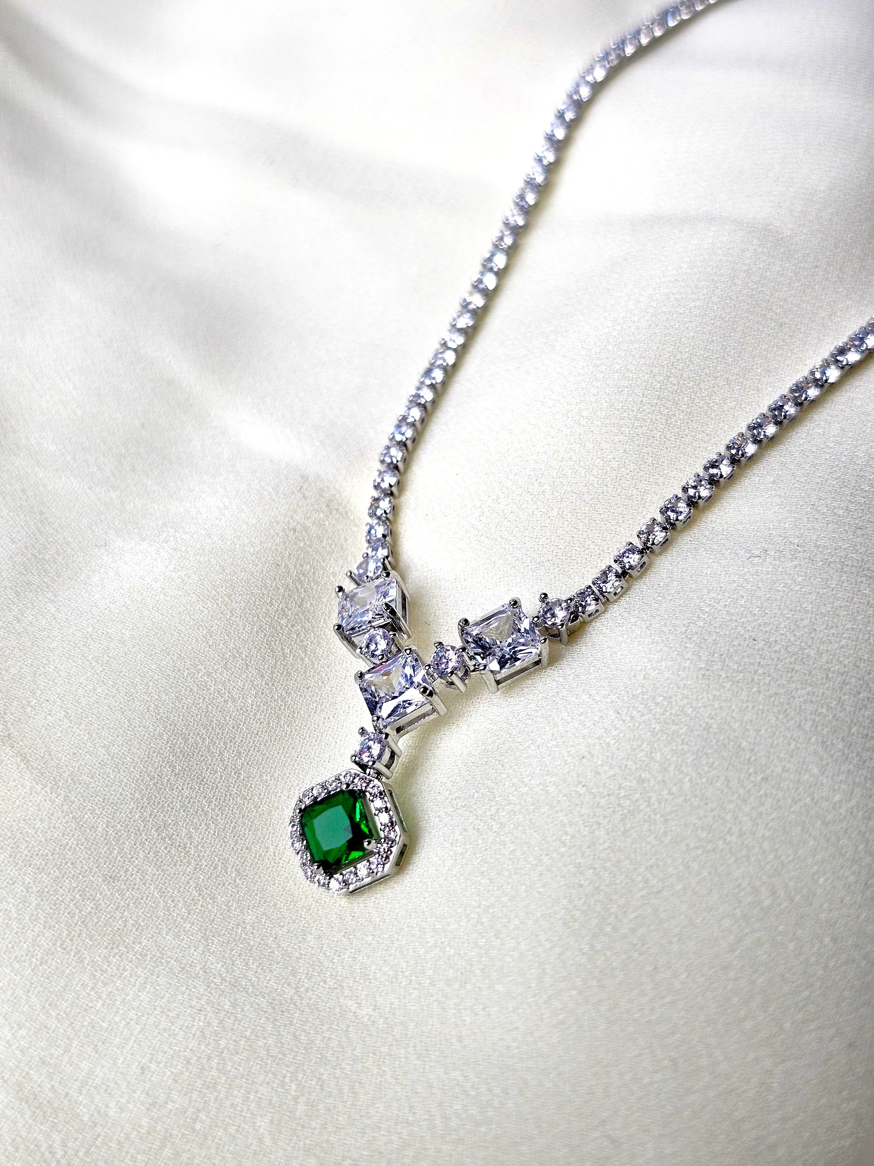 The Emerald Green Tennis Drop Necklace