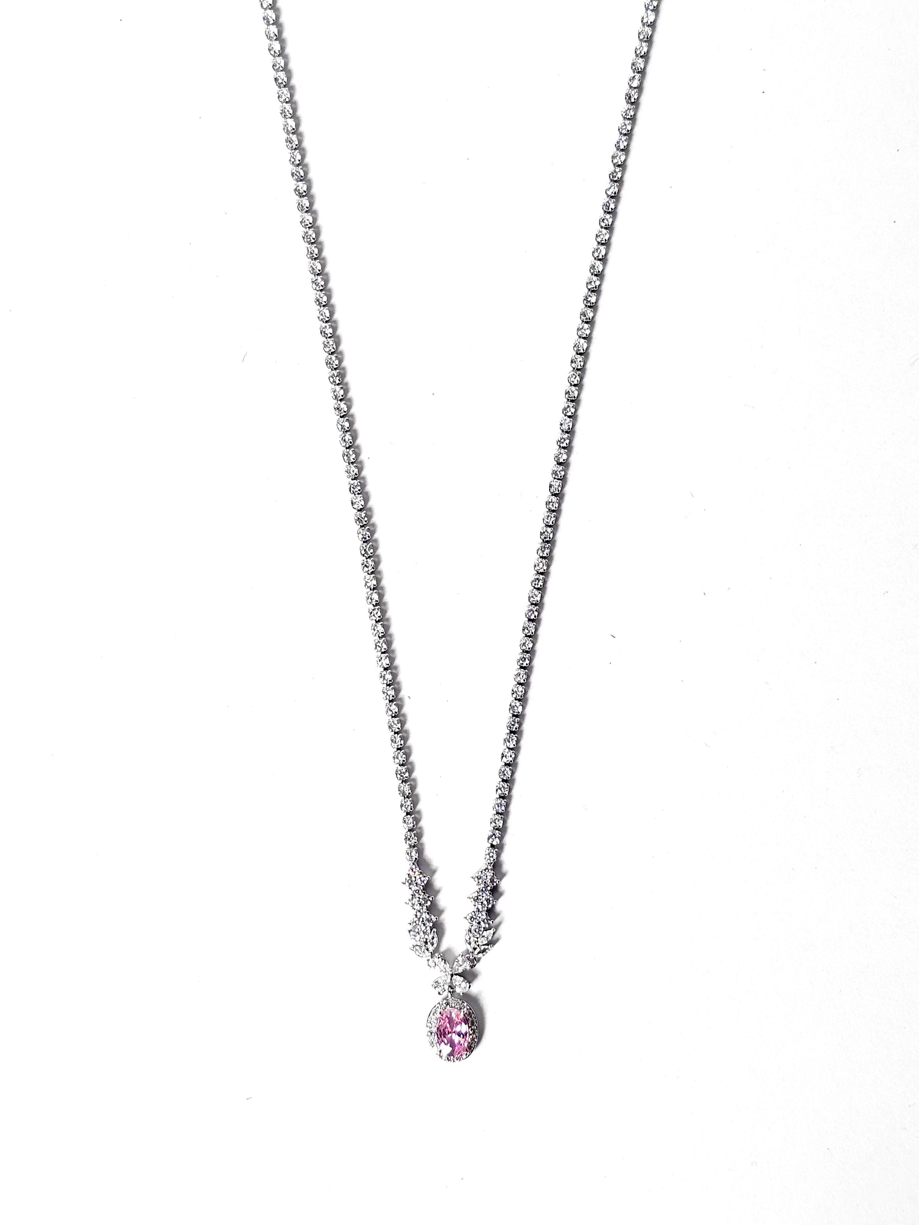 The Blush Pink Tennis Drop Necklace