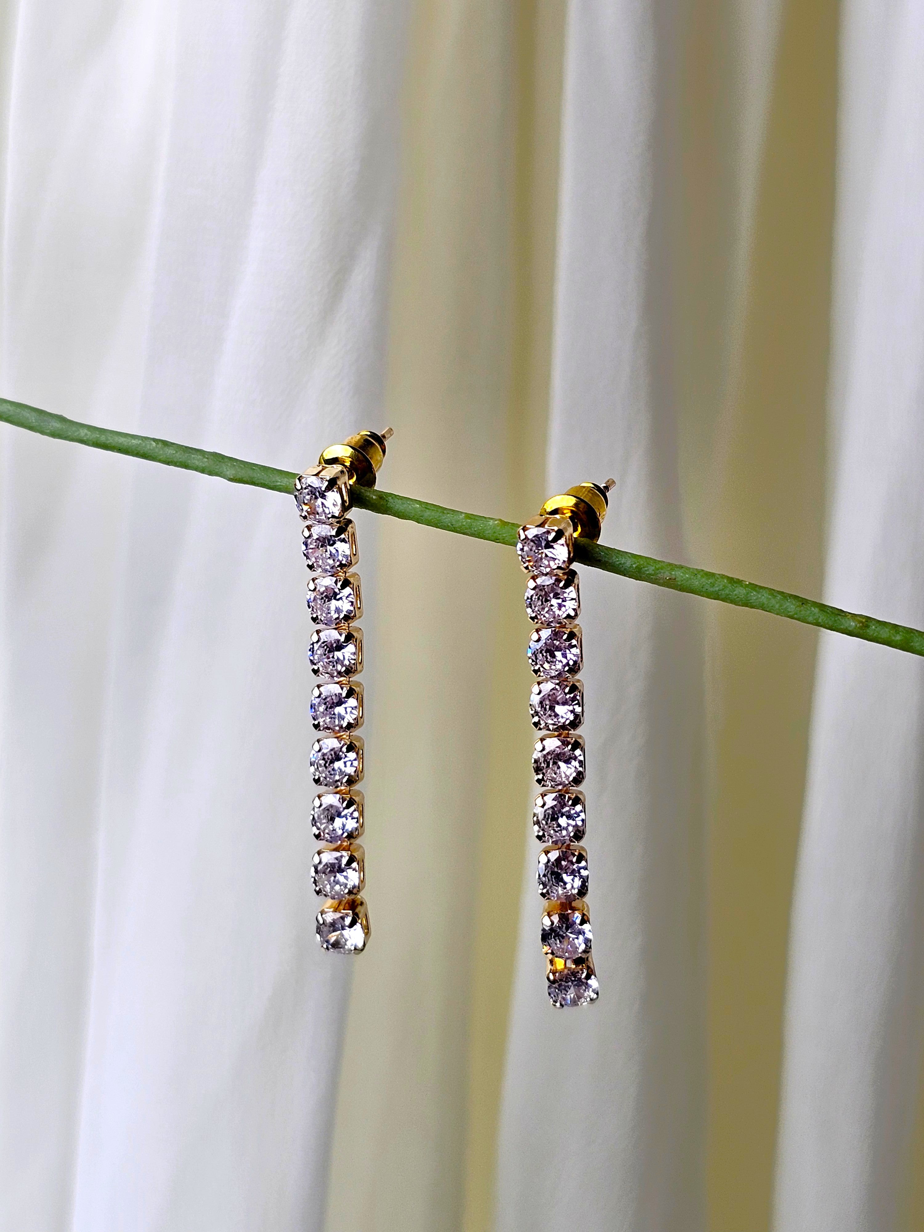 The Golden Classic Tennis Drop Earrings