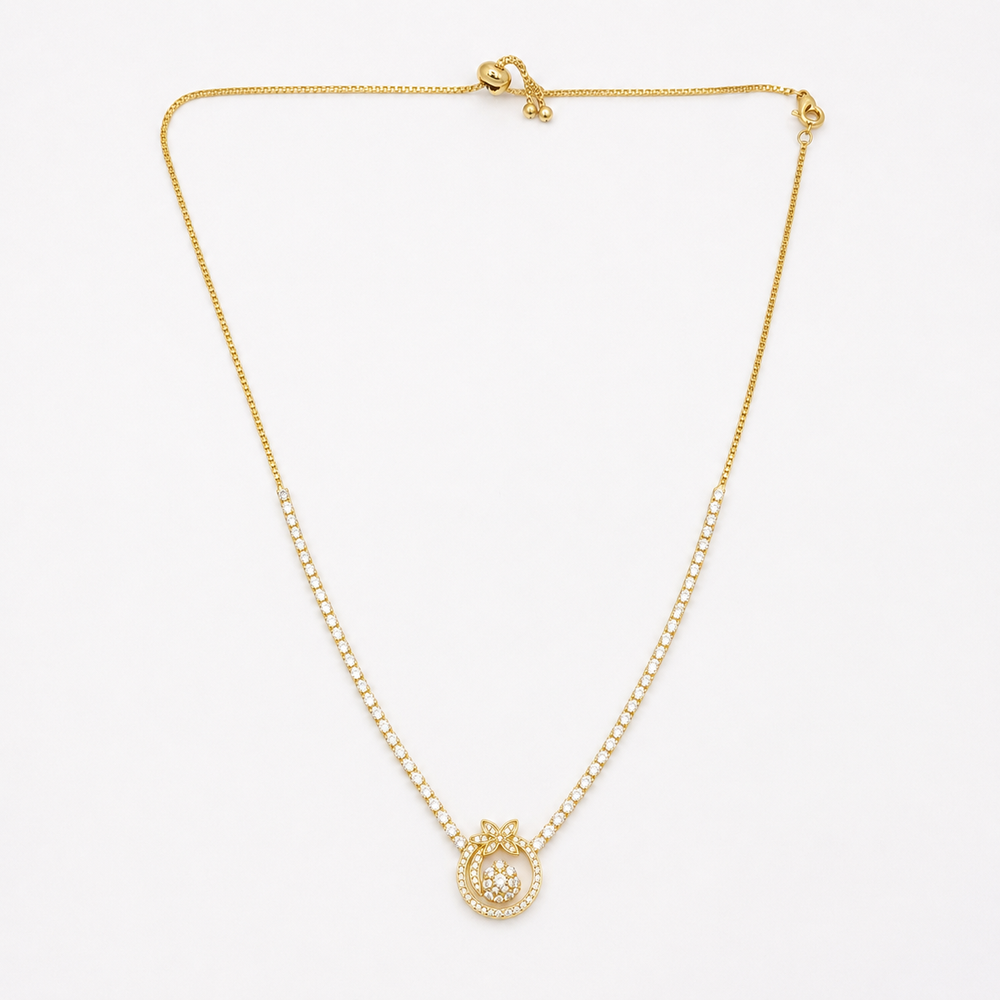 The Golden Halo Bow Tennis Necklace