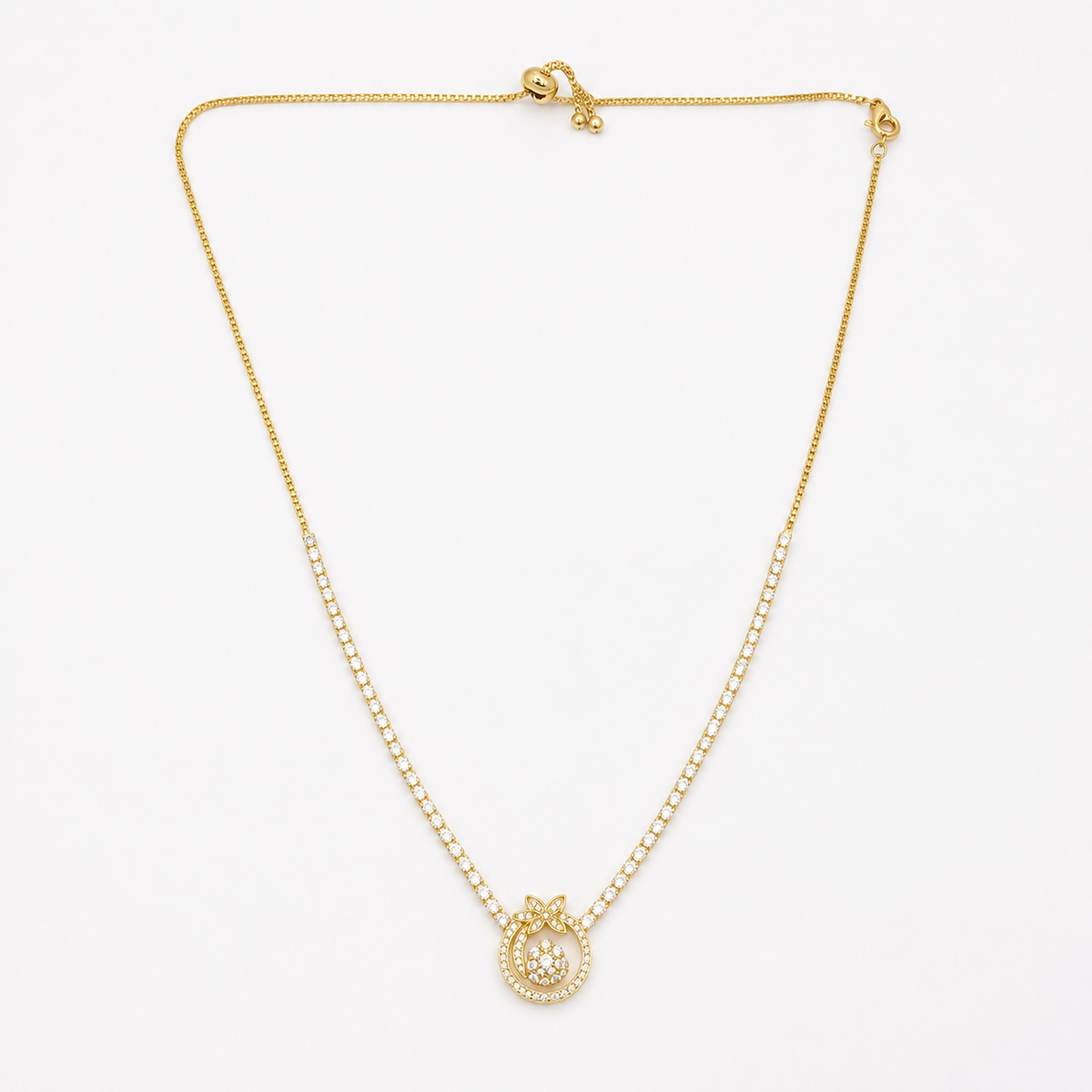 The Golden Halo Bow Tennis Necklace