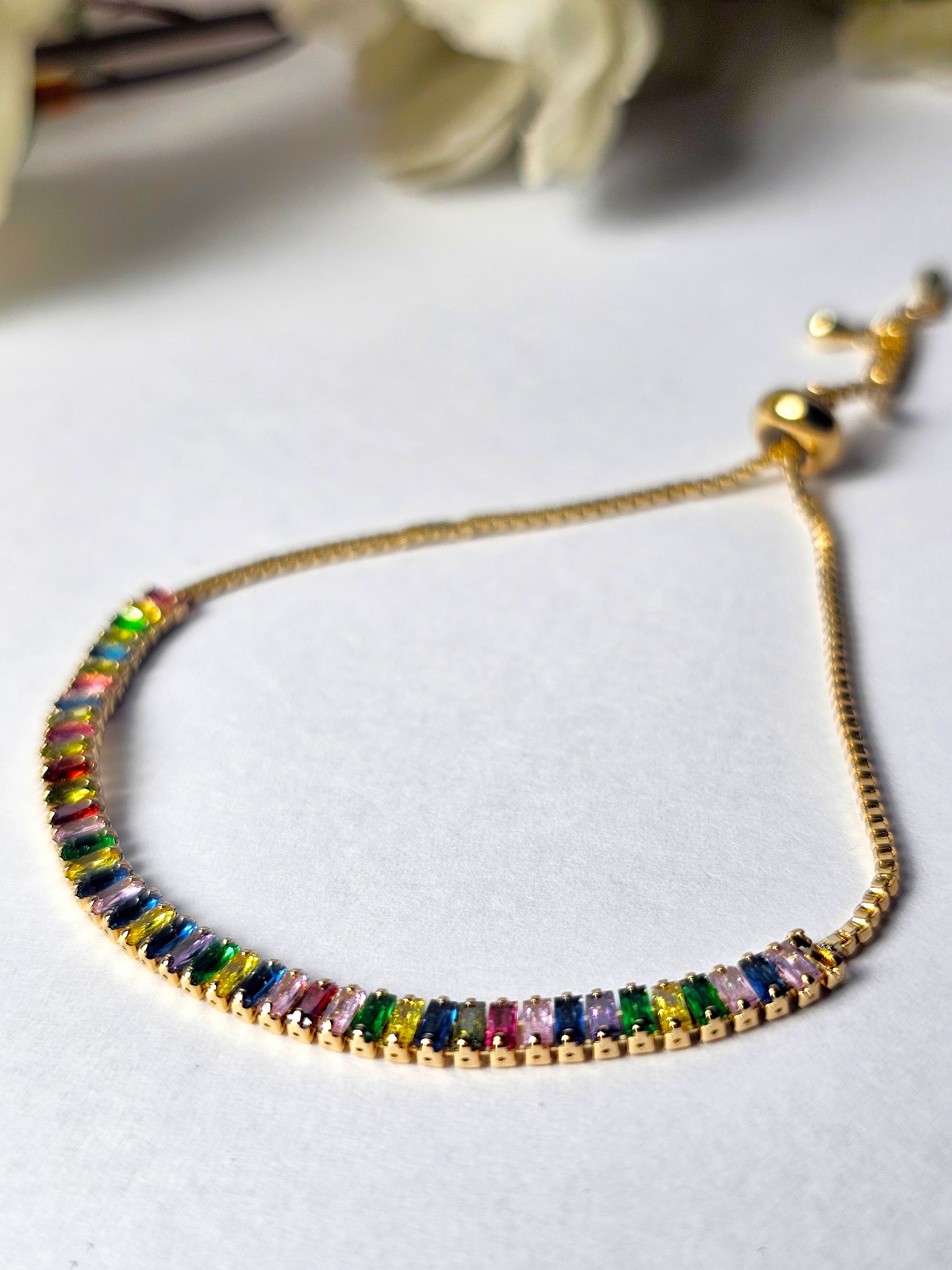 Rainbow Baguette Tennis Hybrid Bracelet