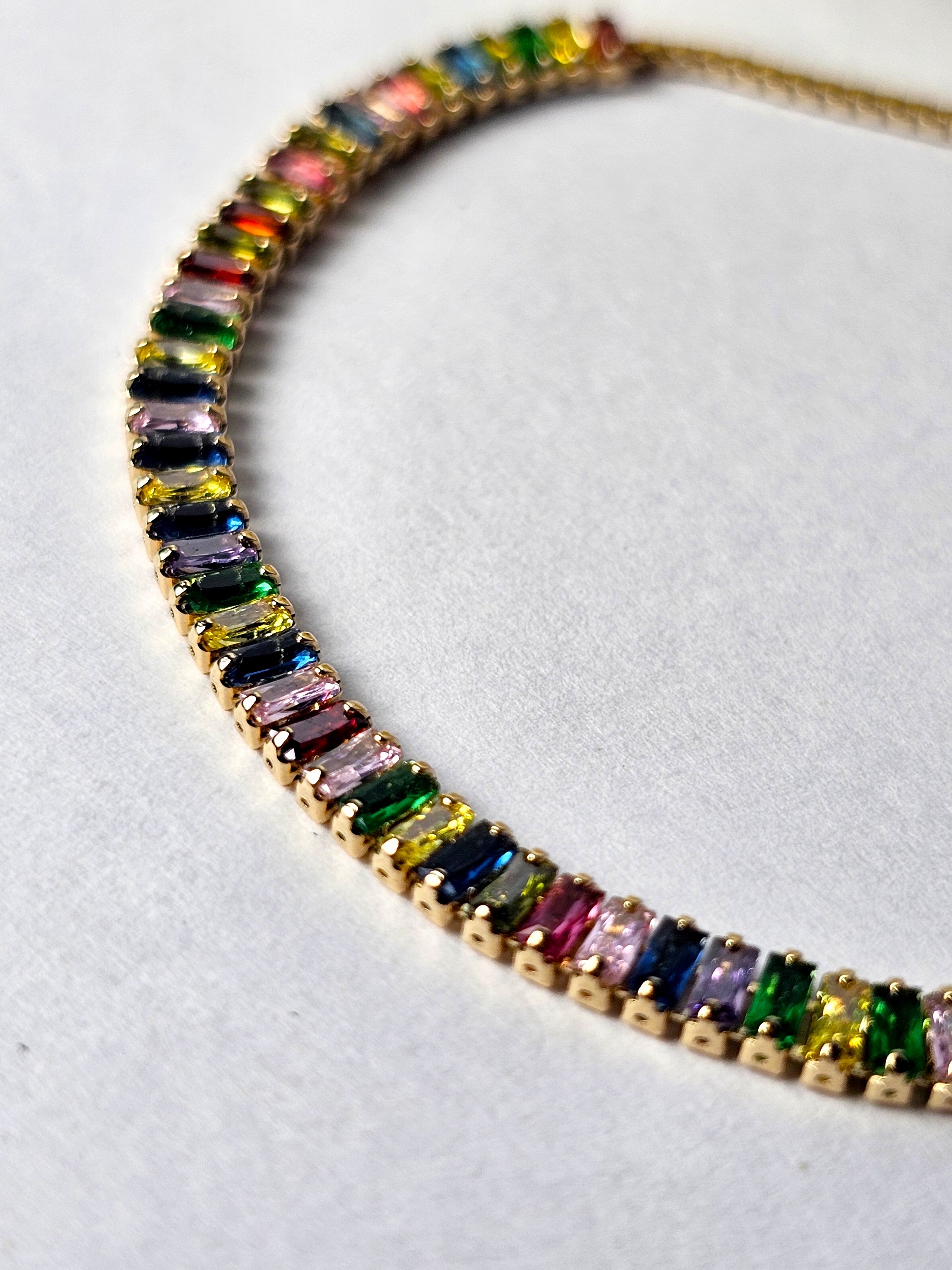 Rainbow Baguette Tennis Hybrid Bracelet