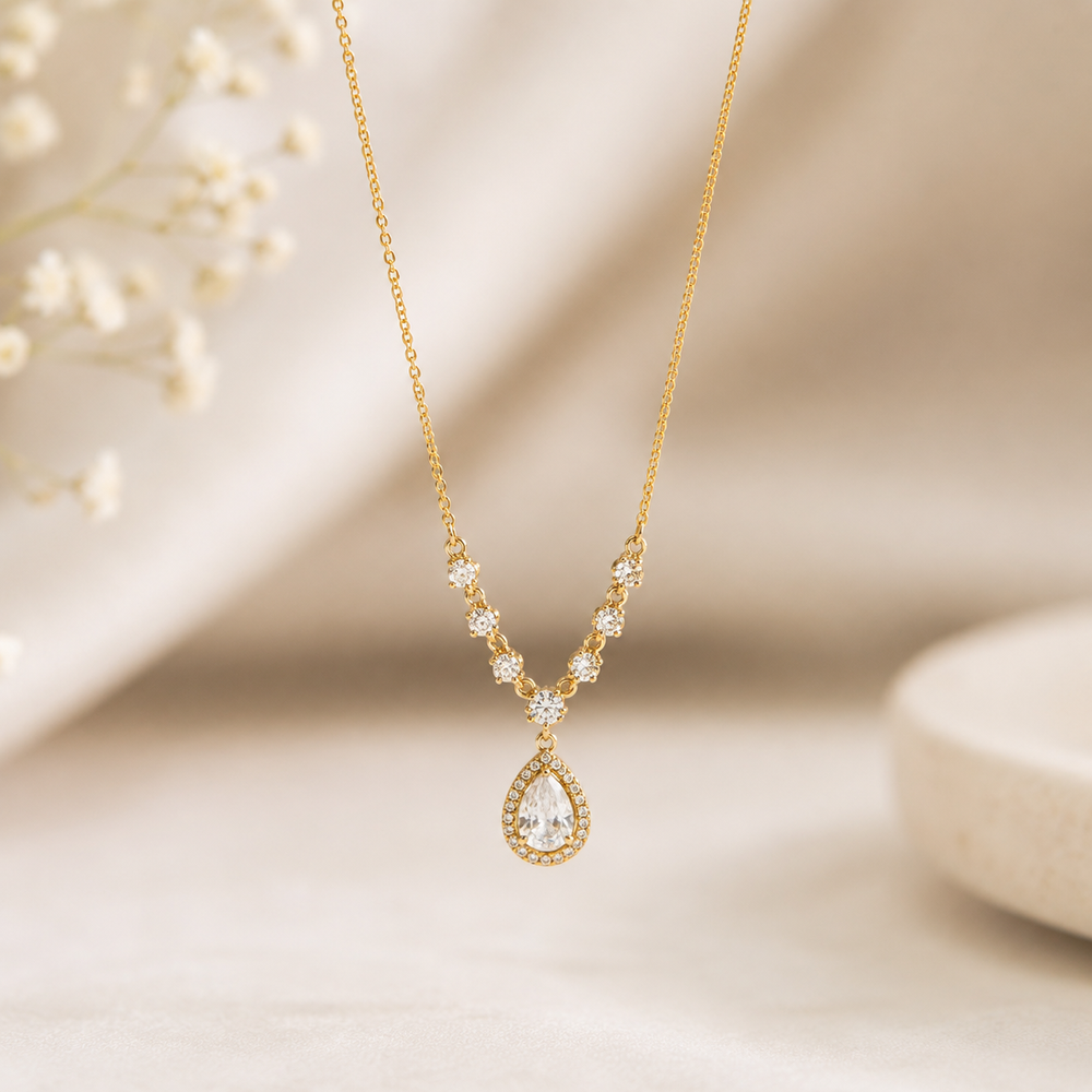 The Teardrop Halo Necklace