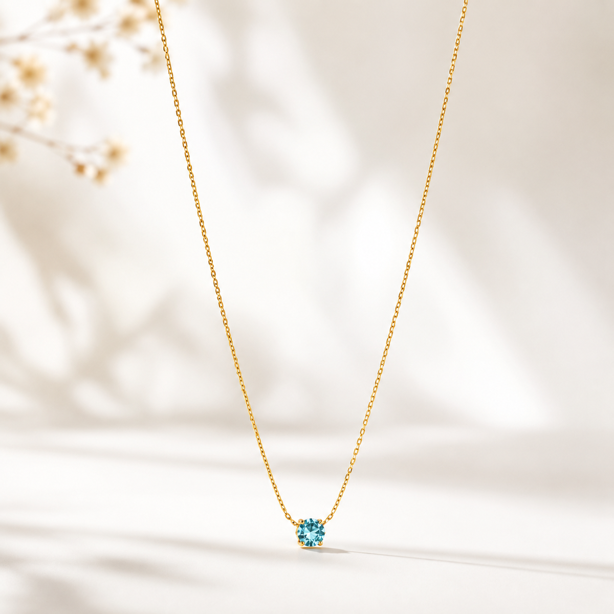The Aqua Solitaire Necklace