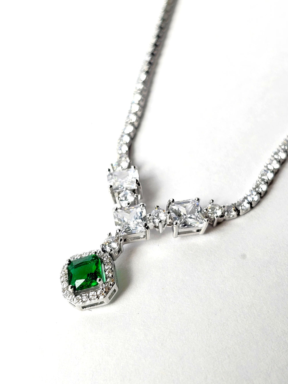 The Emerald Green Tennis Drop Necklace