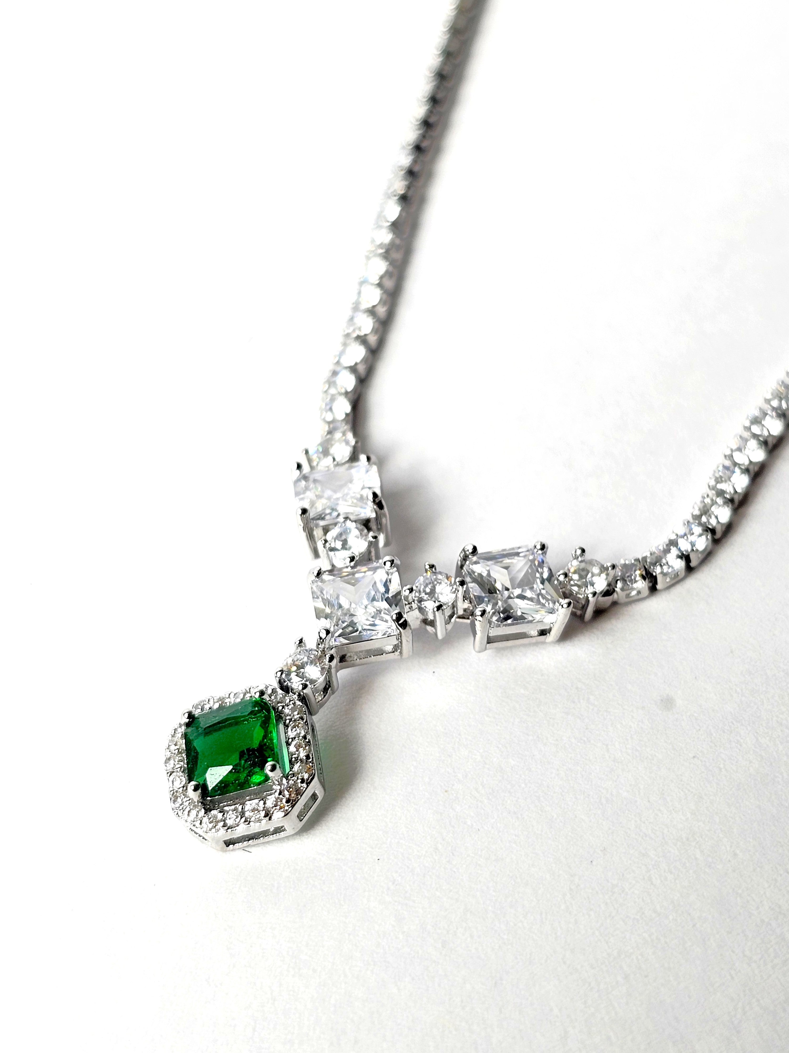 The Emerald Green Tennis Drop Necklace