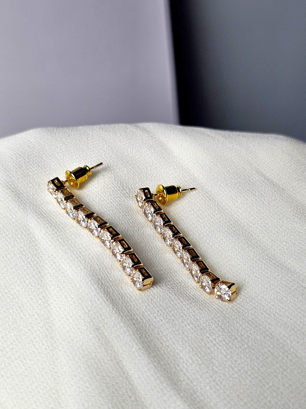 The Golden Classic Tennis Drop Earrings