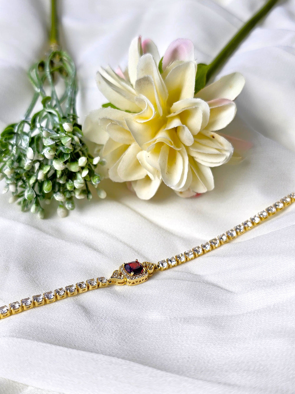 The Crimson Red Cushion Tennis Bracelet
