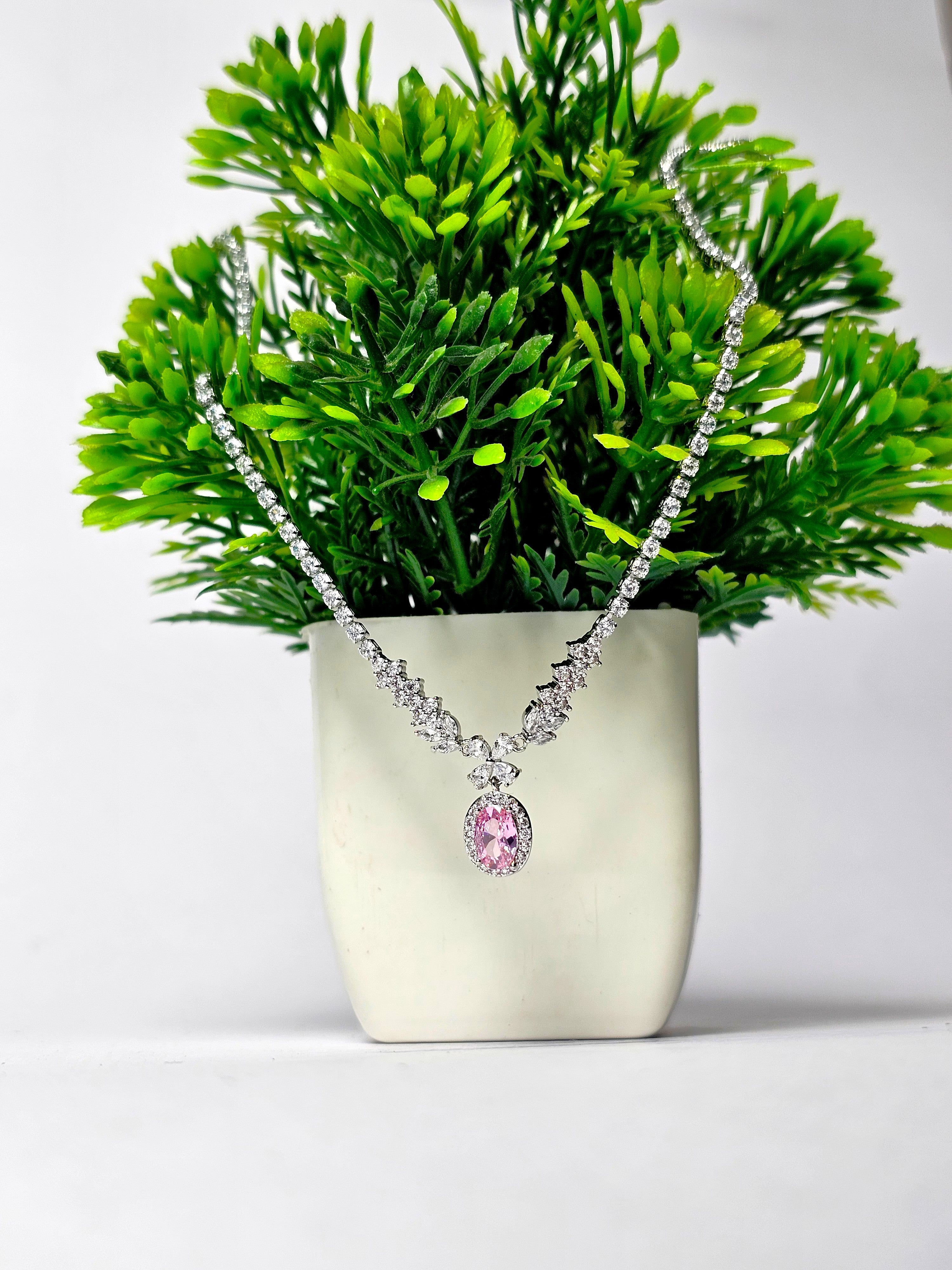 The Blush Pink Tennis Drop Necklace