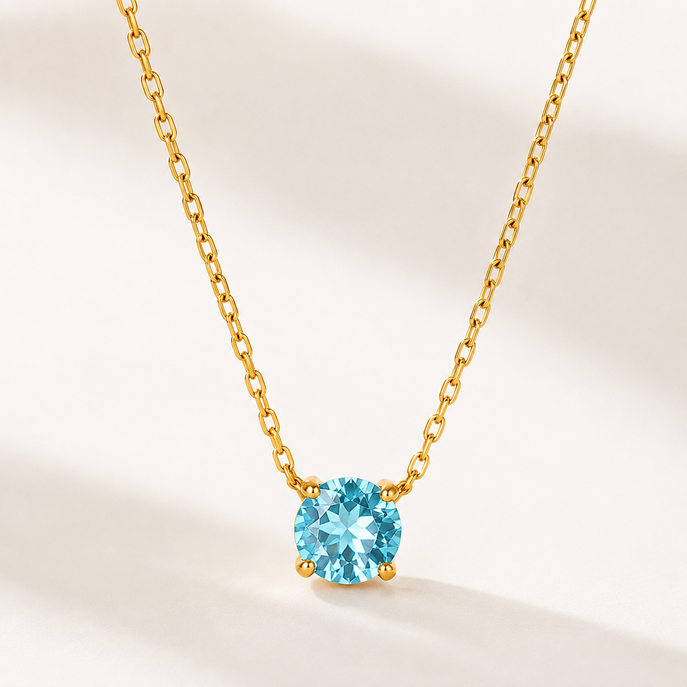 The Aqua Solitaire Necklace