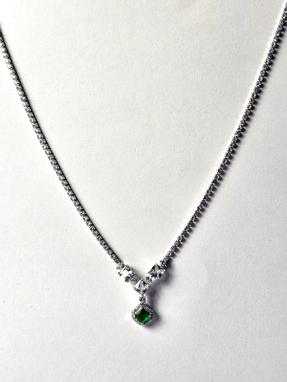 The Emerald Green Tennis Drop Necklace