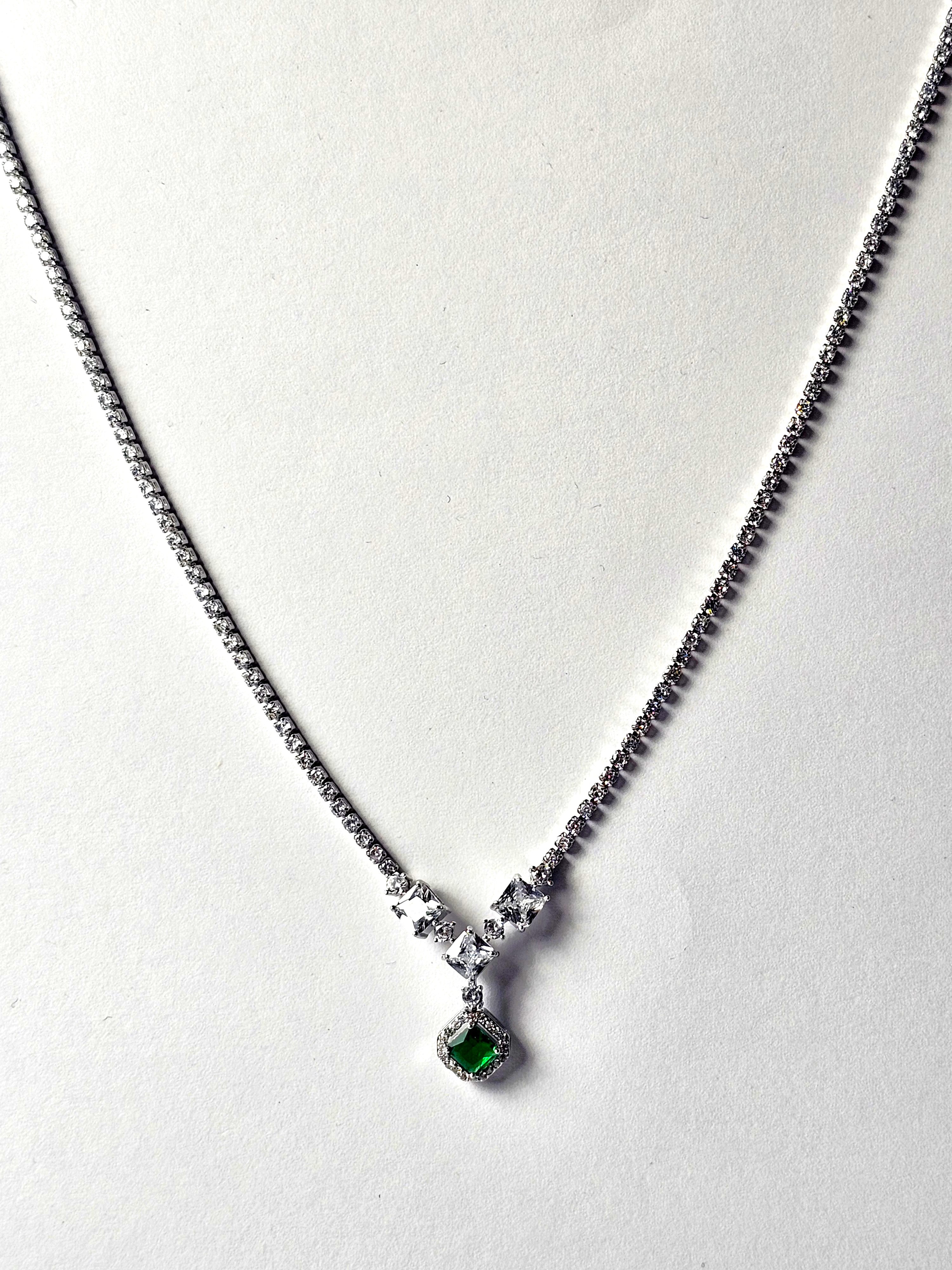 The Emerald Green Tennis Drop Necklace