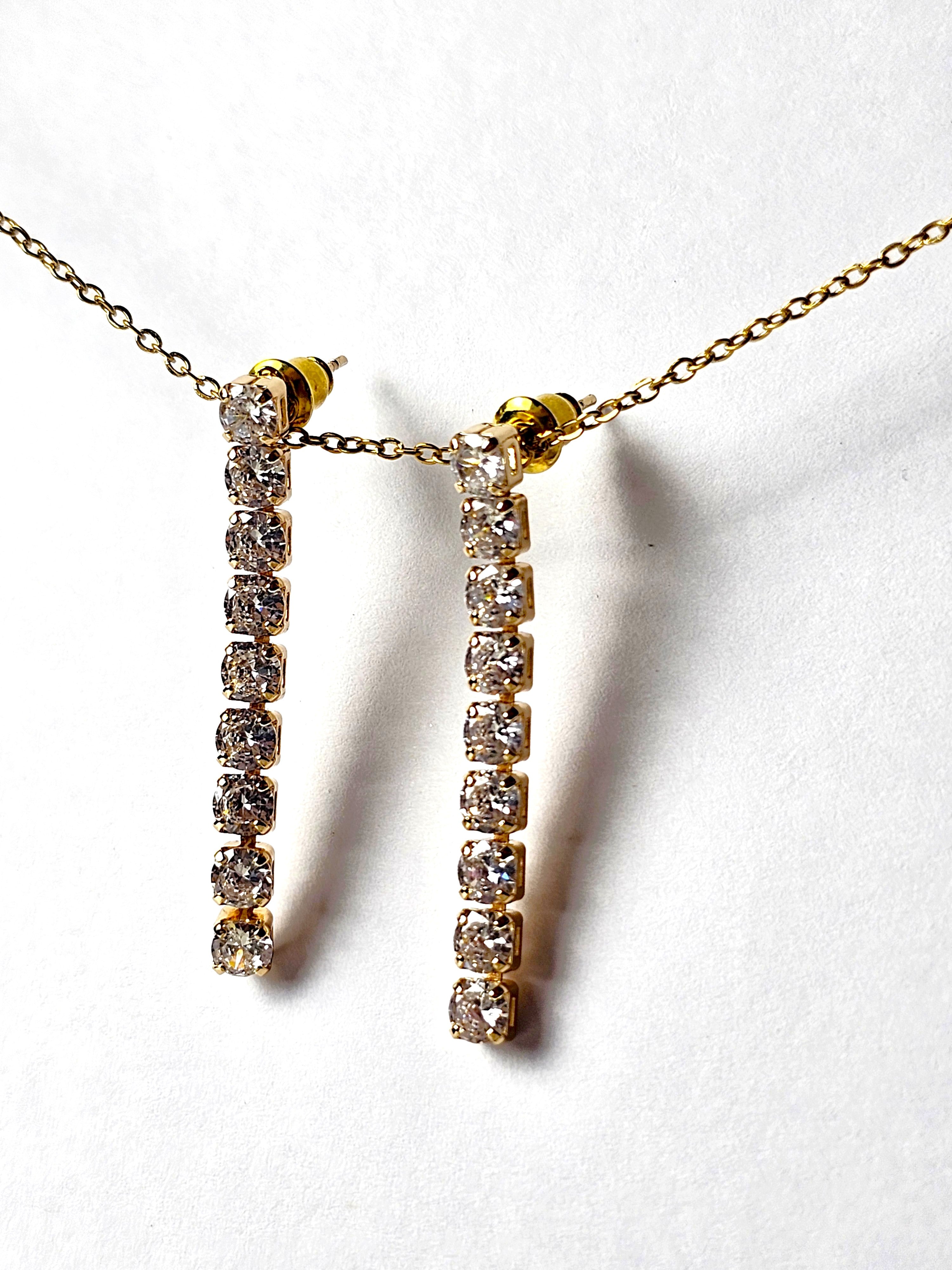 The Golden Classic Tennis Drop Earrings