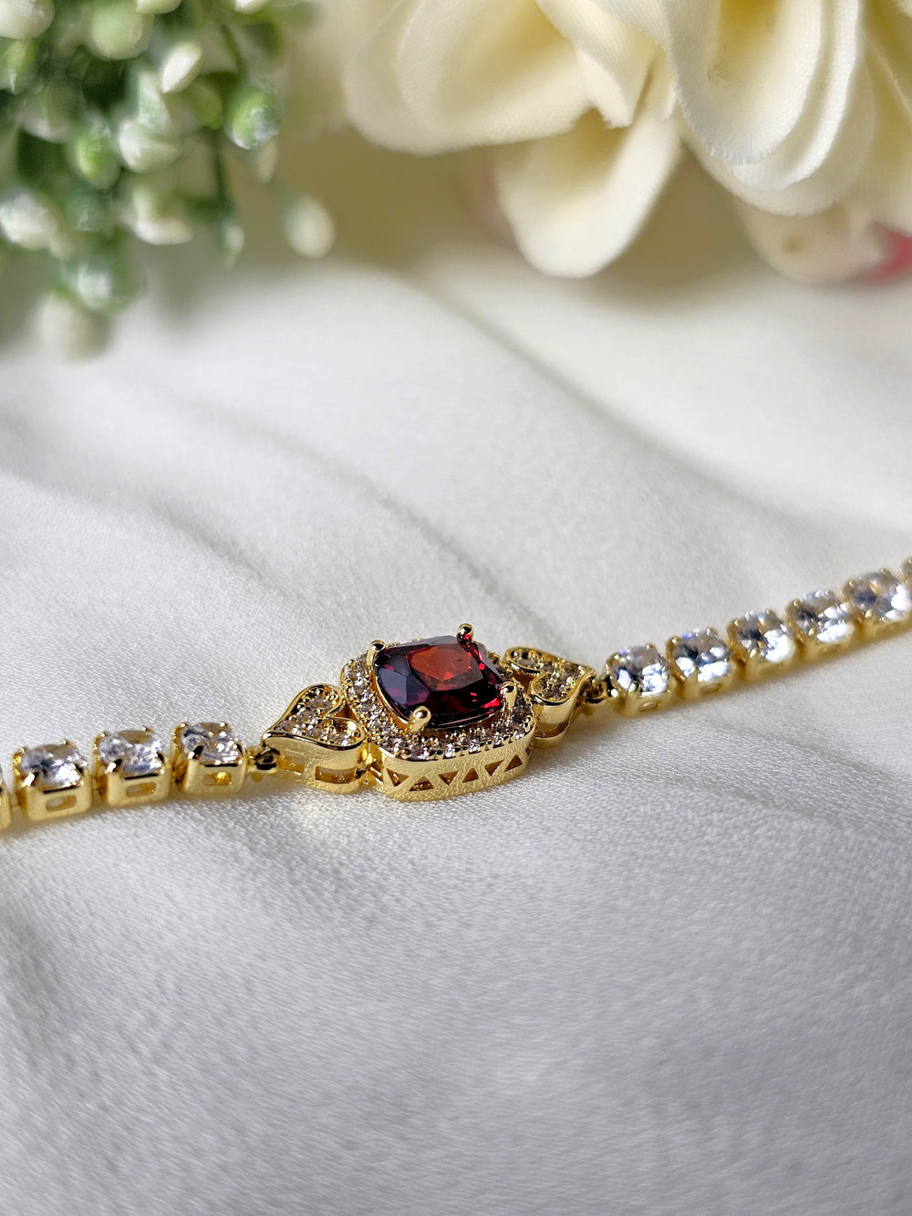 The Crimson Red Cushion Tennis Bracelet