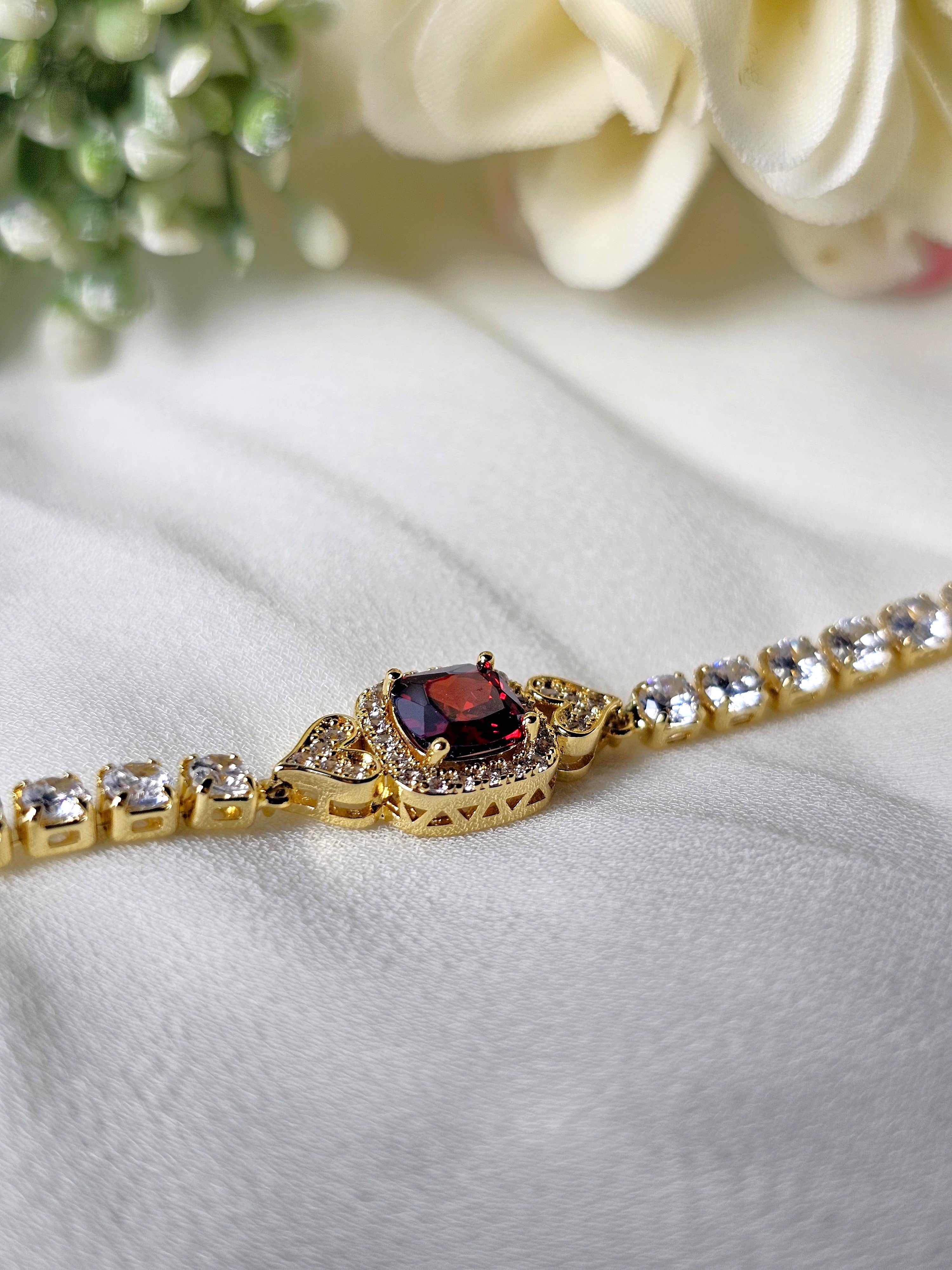 The Crimson Red Cushion Tennis Bracelet