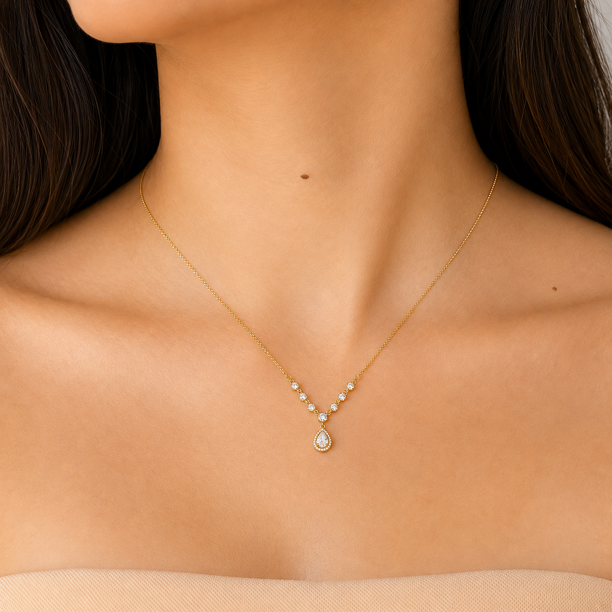 The Teardrop Halo Necklace