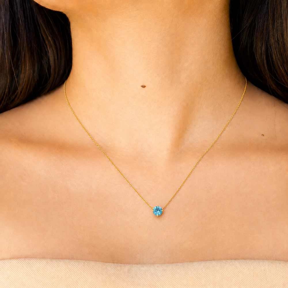 The Aqua Solitaire Necklace