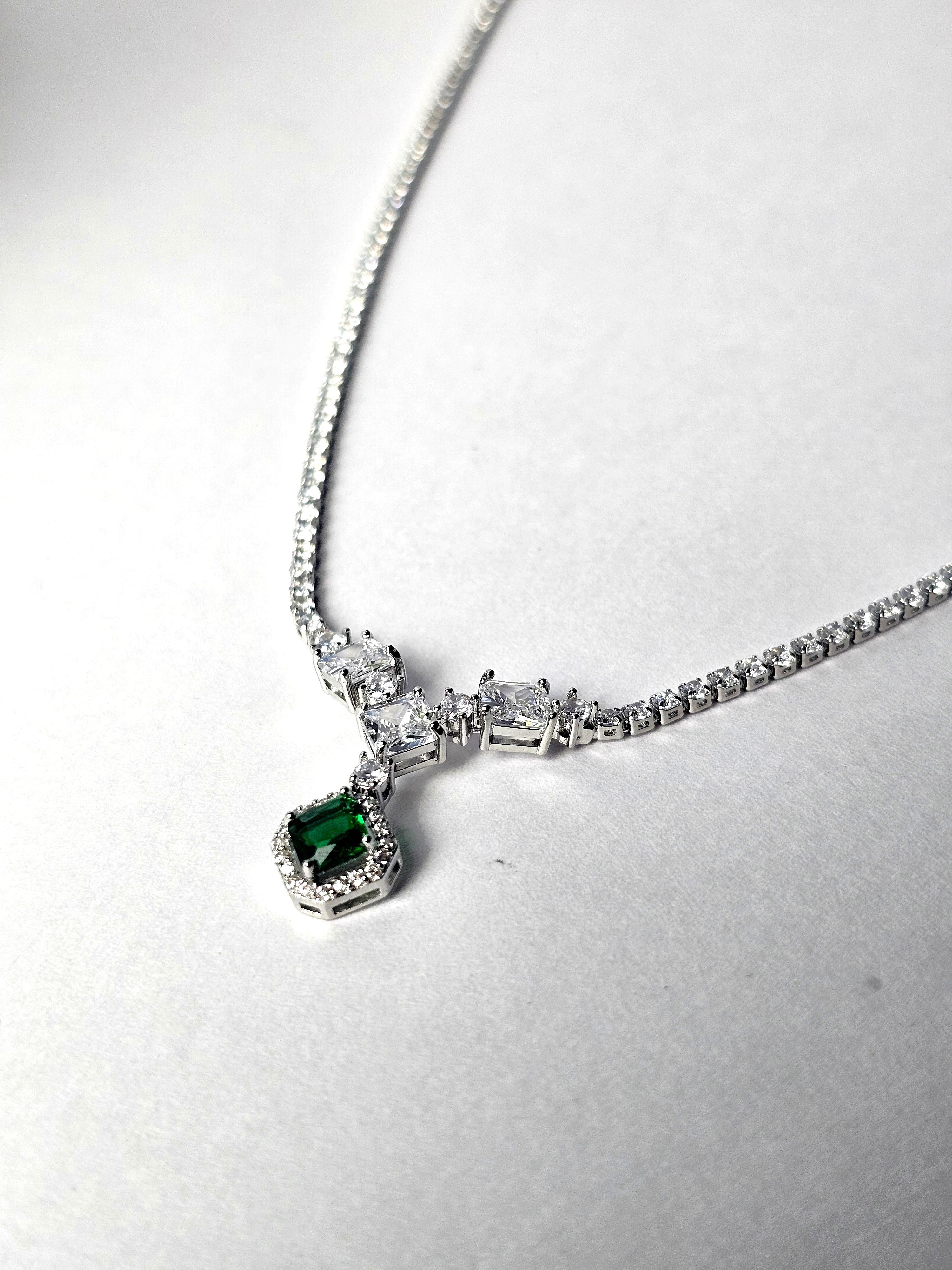 The Emerald Green Tennis Drop Necklace