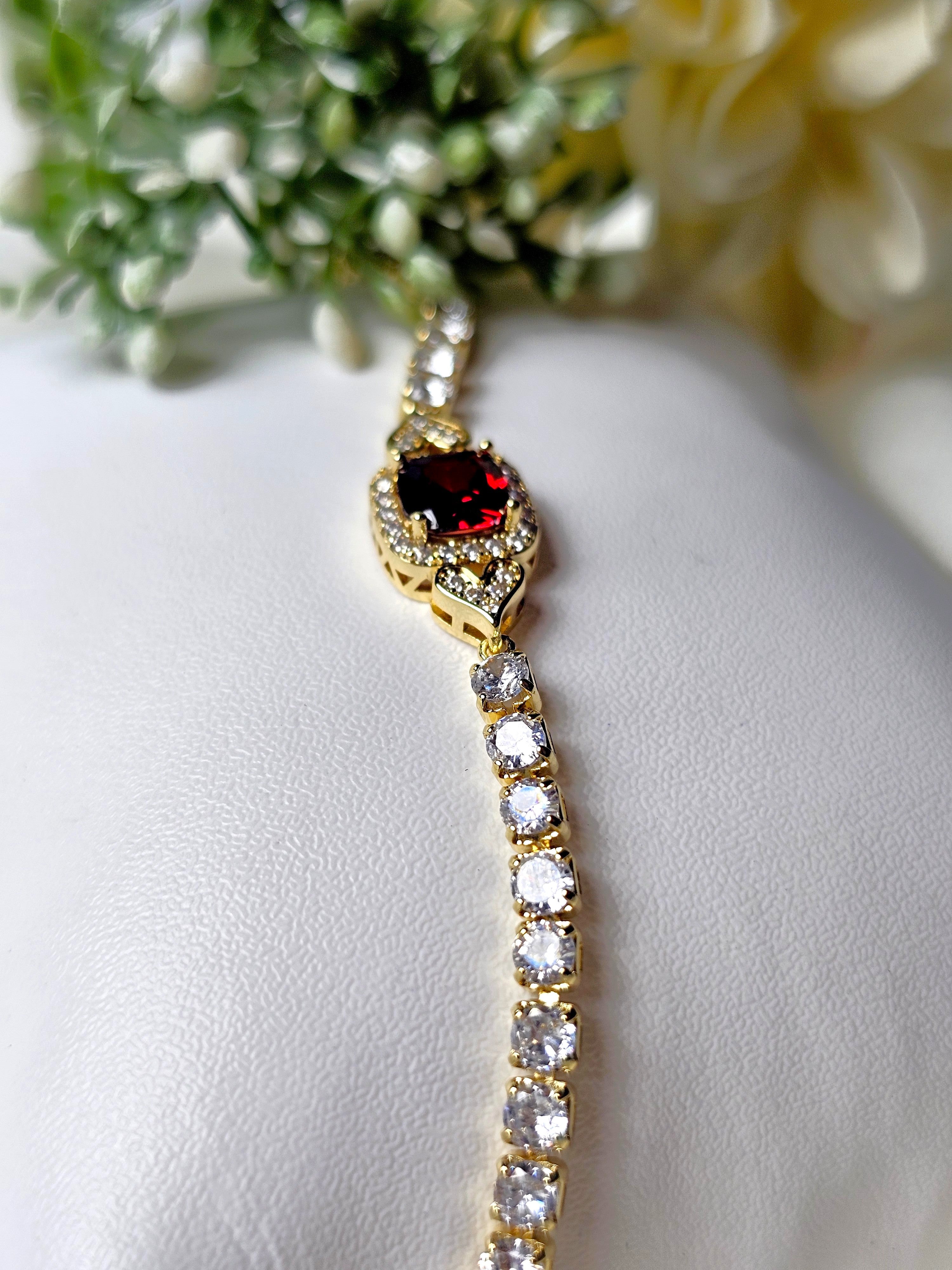 The Crimson Red Cushion Tennis Bracelet