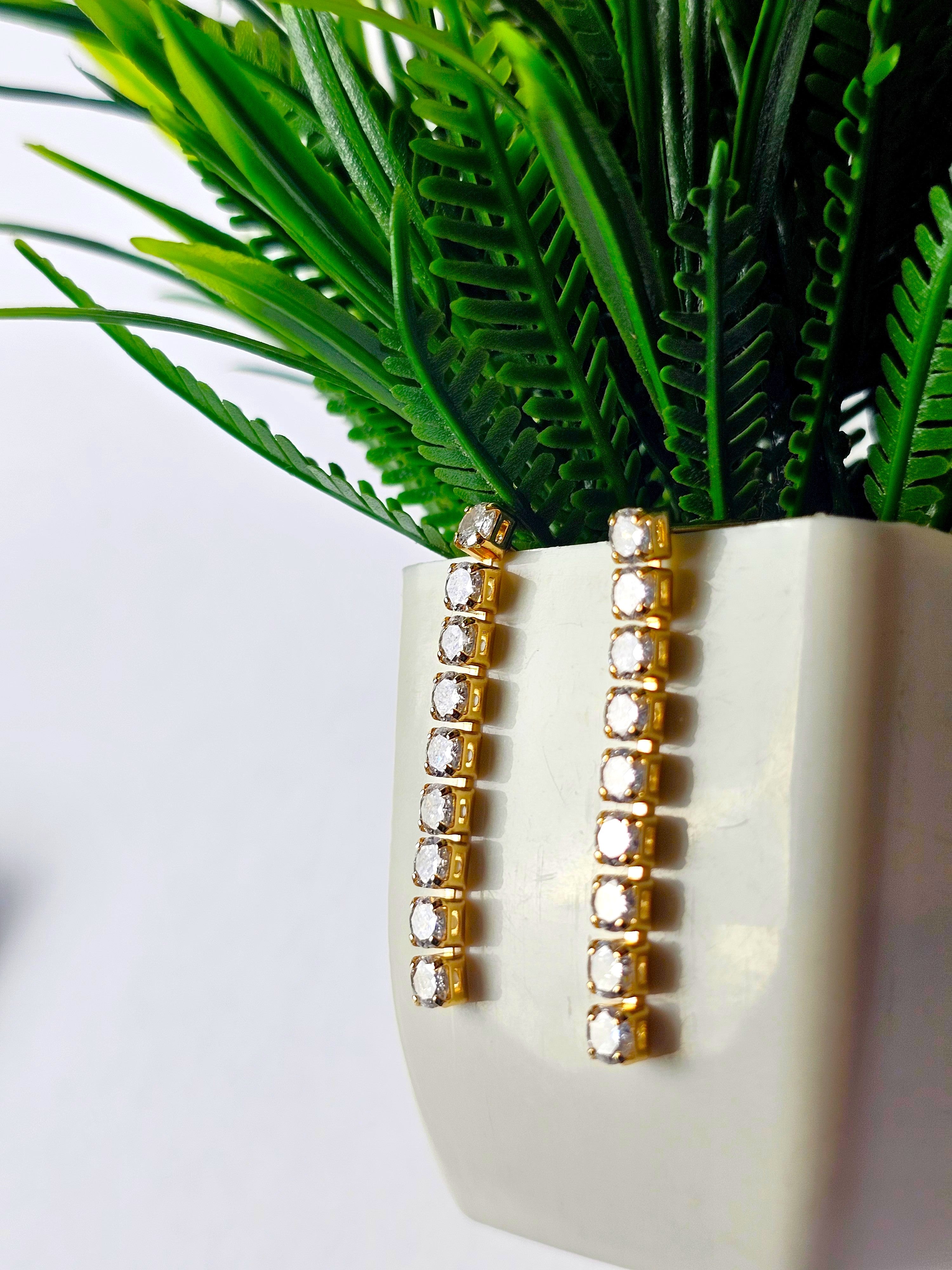 The Golden Classic Tennis Drop Earrings