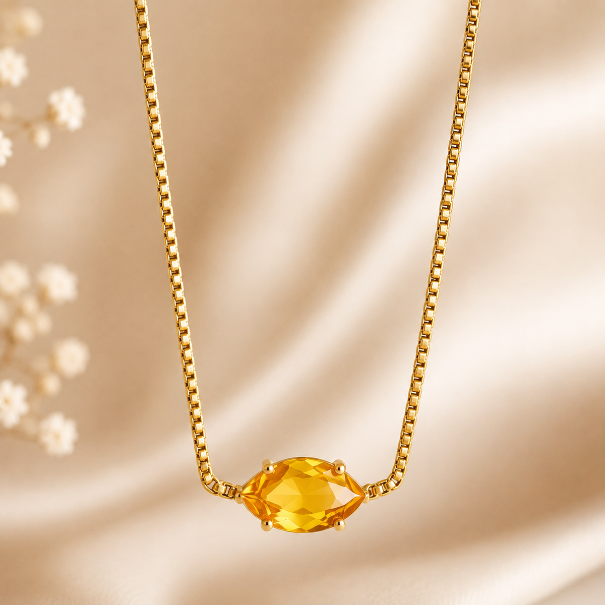 The Citrine Marquise Solitaire Necklace