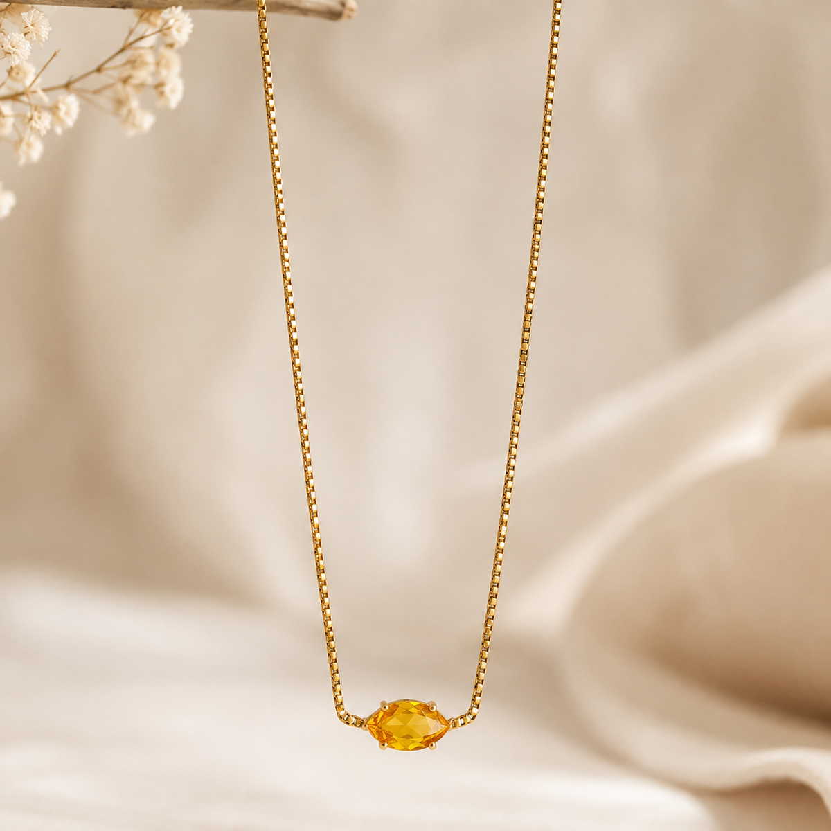 The Citrine Marquise Solitaire Necklace