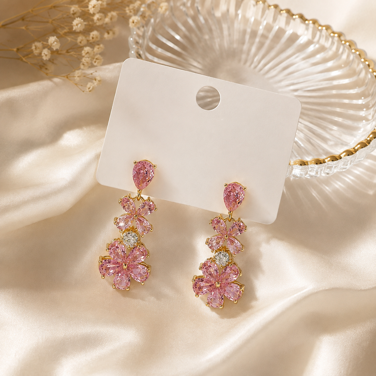 The Pink Blossom Drop Earrings