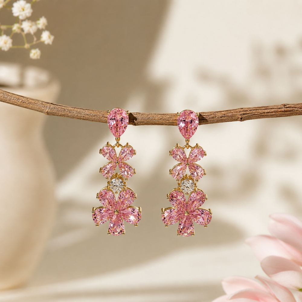 The Pink Blossom Drop Earrings