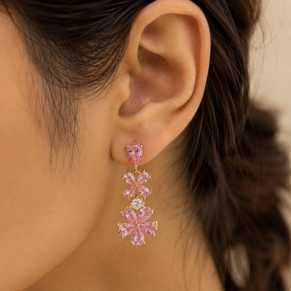 The Pink Blossom Drop Earrings