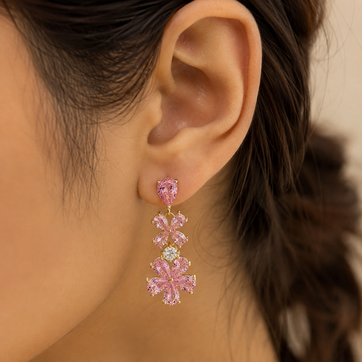 The Pink Blossom Drop Earrings