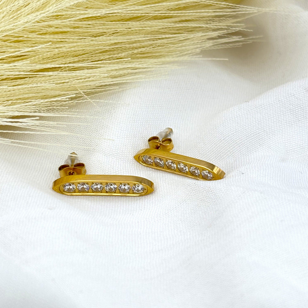 The Tapered Crystal Bar Earrings