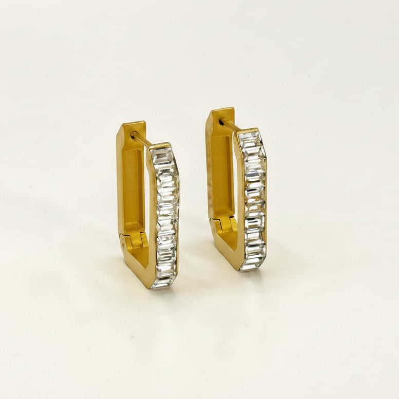 The Baguette Rectangular Hoop Earrings