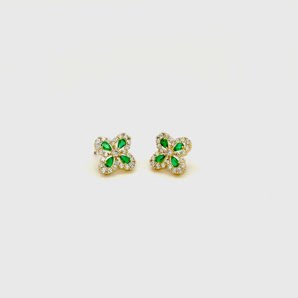 The Golden Emerald Clover Earrings