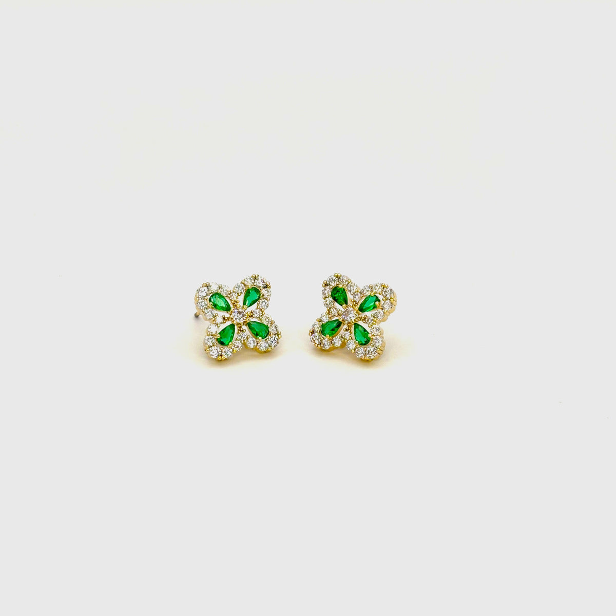 The Golden Emerald Clover Earrings