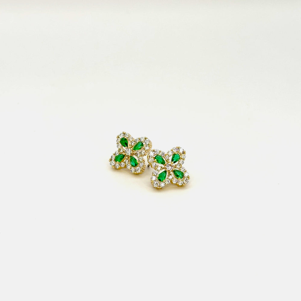 The Golden Emerald Clover Earrings