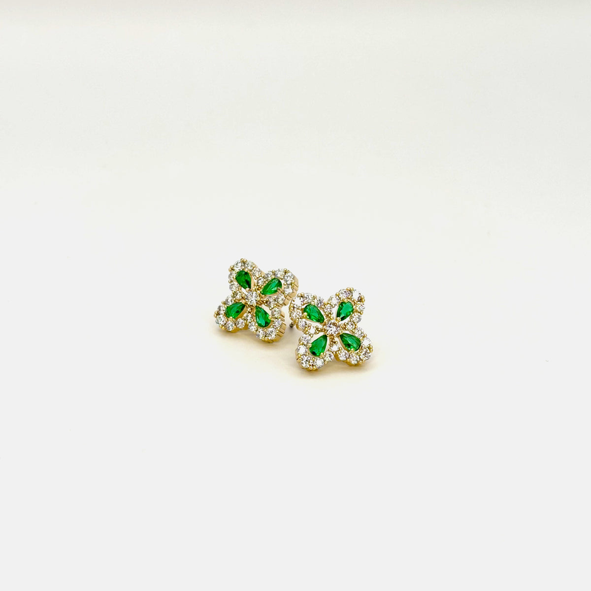 The Golden Emerald Clover Earrings