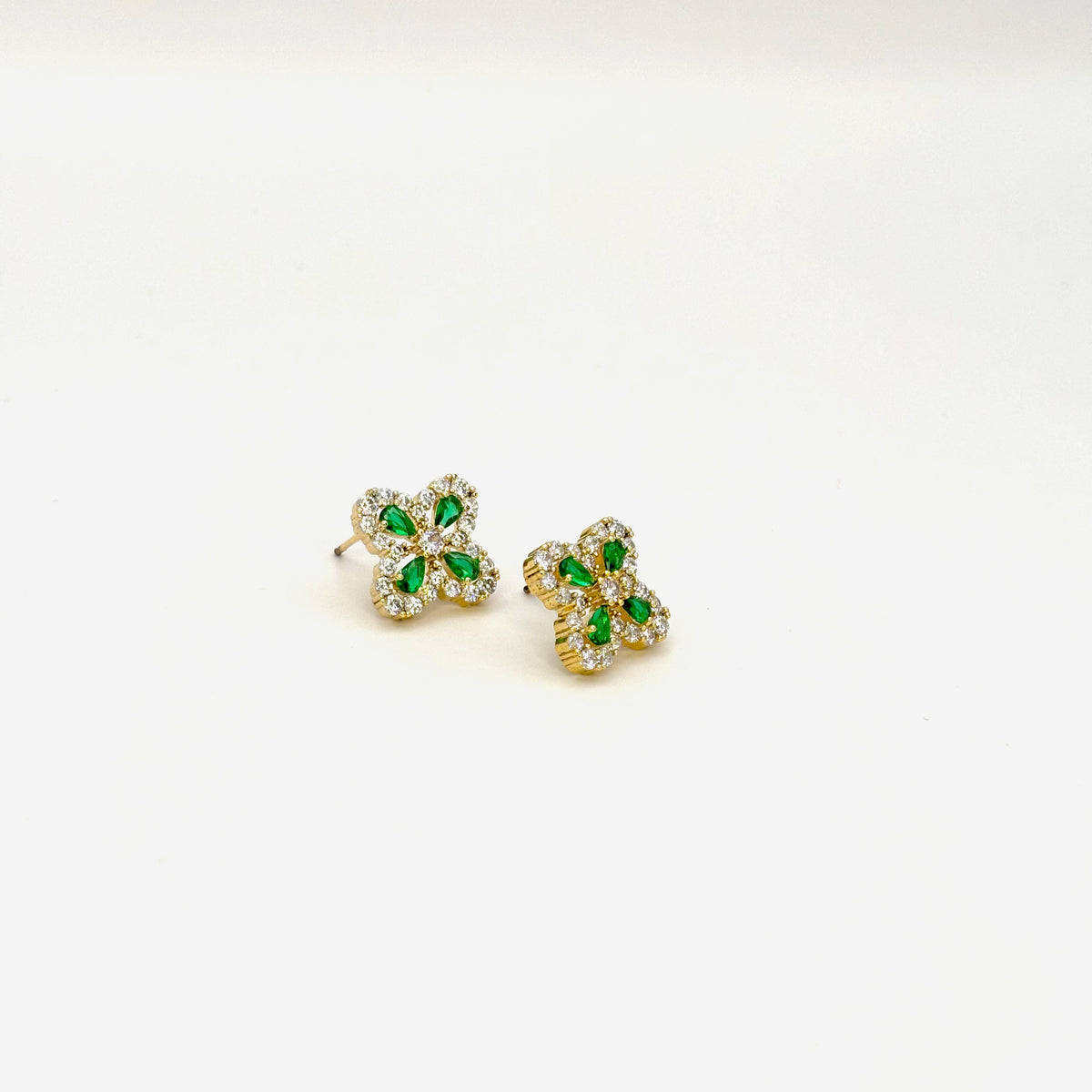 The Golden Emerald Clover Earrings