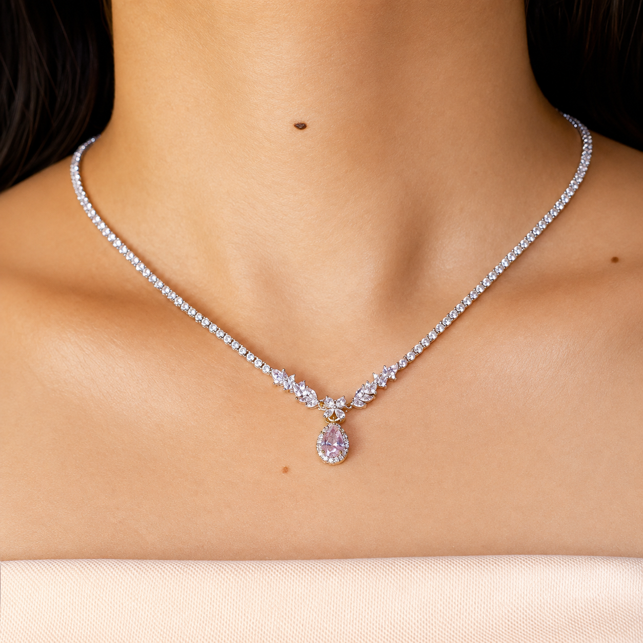 The Blush Pink Tennis Drop Necklace