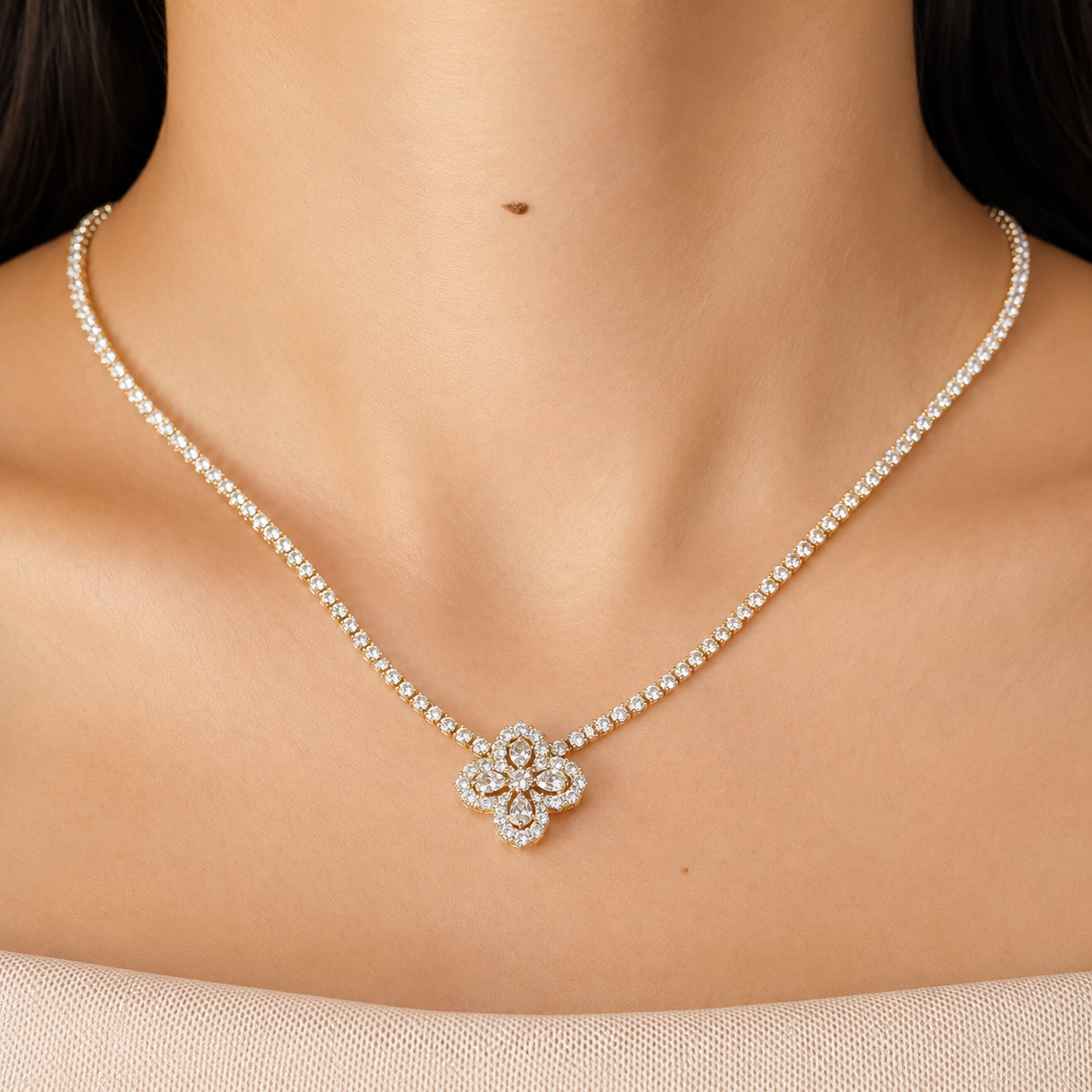 The Golden Clover Tennis Necklace